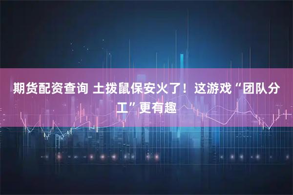 期货配资查询 土拨鼠保安火了！这游戏“团队分工”更有趣